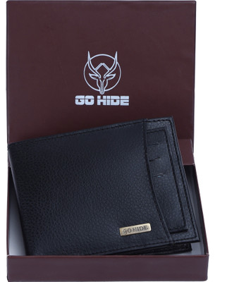 GO HIDE Men Casual Black Artificial Leather Wallet(8 Card Slots)