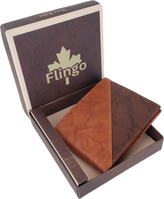 Flingo Men Casual, Formal Brown, Tan Genuine Leather Wallet(3 Card Slots)