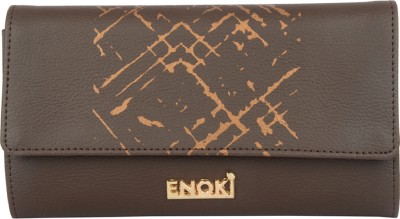 ENOKI Women Casual Brown Artificial Leather Wallet(6 Card Slots)