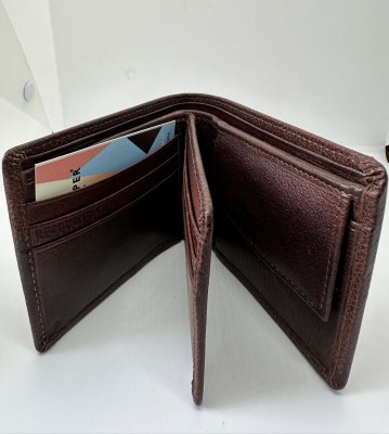 VanCooper Men Brown Genuine Leather Wallet(7 Card Slots)