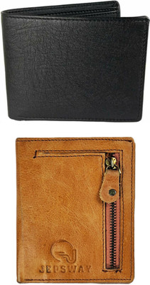 FF TRADERS Men Formal, Ethnic, Casual, Travel, Trendy Black, Tan Artificial Leather Wallet(5 Card Slots, Pack of 2)