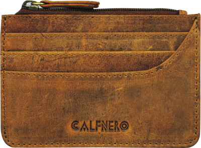 Calfnero Men Brown Genuine Leather Card Holder(4 Card Slots)