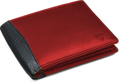 WILD NAPA Men Red Genuine Leather Wallet(6 Card Slots)