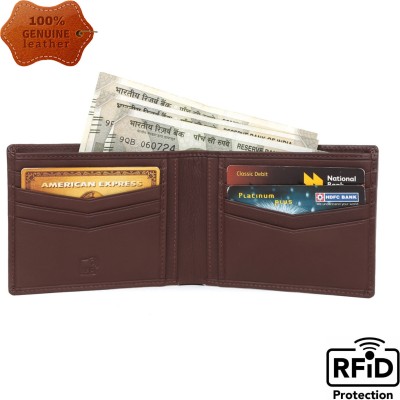 Zoom Shoes Men Formal Brown Genuine Leather Wallet(8 Card Slots)