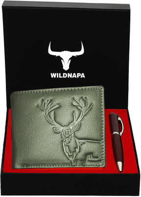 WILD NAPA Men Green Genuine Leather Wallet(6 Card Slots, Pack of 2)