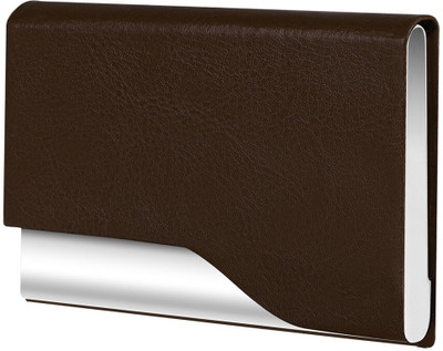 KAVRIXA Men & Women Casual Brown Artificial Leather Card Holder(10 Card Slots)