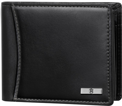 HORNBULL Men Casual Black Genuine Leather Wallet(6 Card Slots)