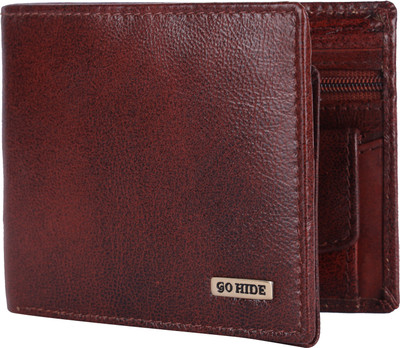 GO HIDE Men Casual Brown Genuine Leather Wallet(5 Card Slots)