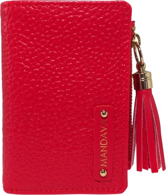 MANDAVA Women Casual, Evening/Party, Formal, Travel, Trendy Red Artificial Leather Wallet(3 Card Slots)