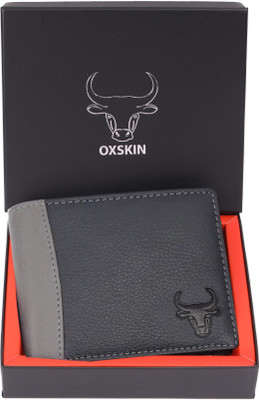 oxskin Men Formal Black Genuine Leather Wallet(8 Card Slots)