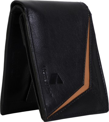 Money iin Men Travel, Formal Black, Tan Genuine Leather Wallet(9 Card Slots)