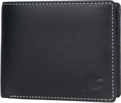 HORNBULL Men Casual Black Genuine Leather Wallet(3 Card Slots)