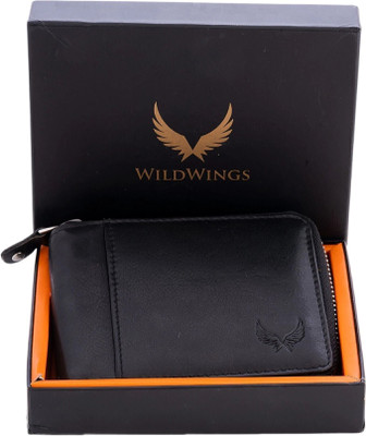 WILDWINGS Men & Women Trendy, Evening/Party, Casual, Formal Black Genuine Leather Wallet(8 Card Slots)