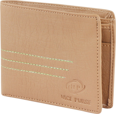 Nice Purse Men Beige Artificial Leather Wallet(3 Card Slots)