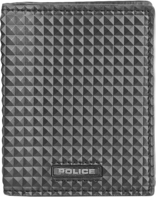 Police Men Casual Black Genuine Leather Card Holder(3 Card Slots)