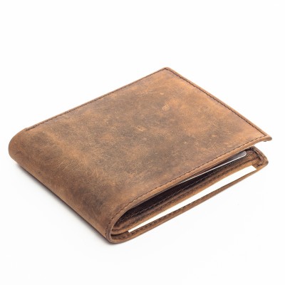 Route Men Brown Genuine Leather Wallet(4 Card Slots)