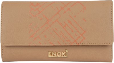 ENOKI Women Casual Beige Artificial Leather Wallet(6 Card Slots)