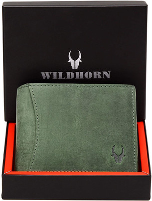 WILDHORN Men Casual Green Genuine Leather Wallet(6 Card Slots)
