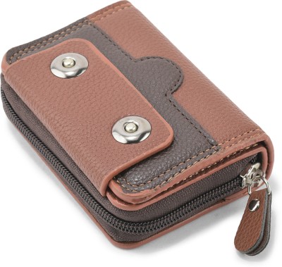 BE DIVINE Men & Women Casual Tan Artificial Leather Card Holder(15 Card Slots)