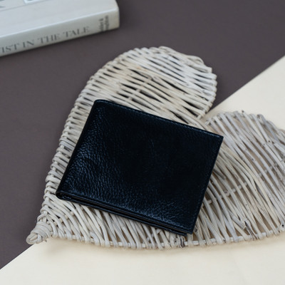 Rich Born Men Casual Black Genuine Leather Wallet(5 Card Slots)