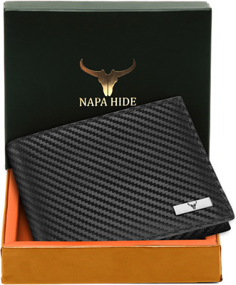 napa hide Men Casual Black Genuine Leather Wallet(5 Card Slots)
