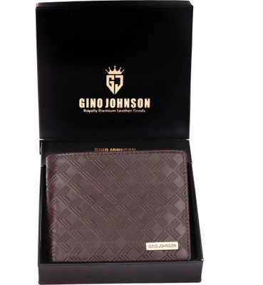 Gino Johnson Men Evening/Party Brown Genuine Leather Wallet(9 Card Slots)