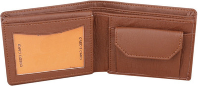 ZnW Men Formal Tan Artificial Leather Wallet(5 Card Slots)