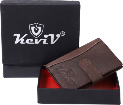 Keviv Men Brown Genuine Leather Card Holder(18 Card Slots)