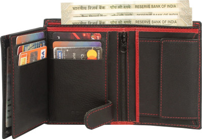 modix Men Trendy Black Genuine Leather Wallet(12 Card Slots)