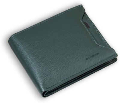 GEO TRENDS Men Casual Green Genuine Leather Wallet(7 Card Slots)