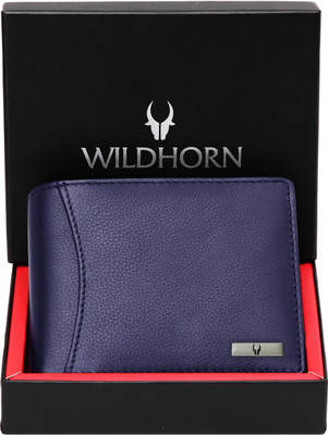 WILDHORN Men Casual Blue Genuine Leather Wallet(9 Card Slots)