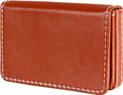 PARTH ENTERPRISE Men & Women Casual Tan Artificial Leather Card Holder(12 Card Slots)