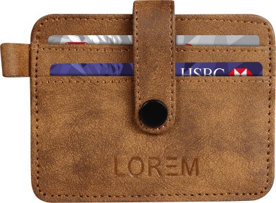 LOREM Men & Women Casual Khaki Artificial Leather Card Holder(4 Card Slots)