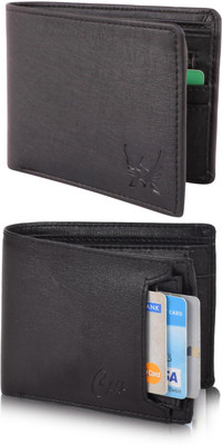 FF TRADERS Men Formal, Ethnic, Casual, Travel, Trendy Black, Black Artificial Leather Wallet(5 Card Slots, Pack of 2)