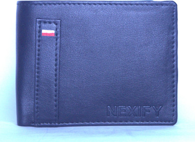 NEXIFY Men Casual Black Genuine Leather Wallet(3 Card Slots)