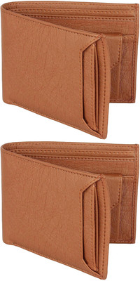 FF TRADERS Men Formal, Ethnic, Casual, Travel, Trendy Tan, Tan Artificial Leather Wallet(5 Card Slots, Pack of 2)