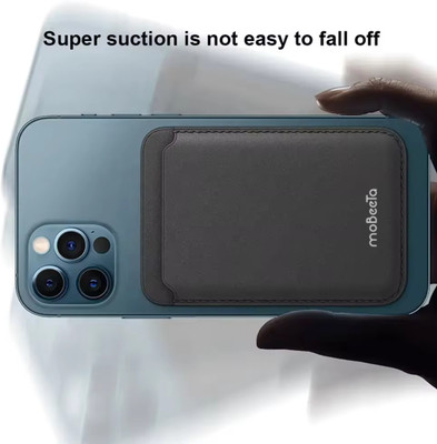 MOBEETA Men & Women Trendy Black Genuine Leather Card Holder(1 Card Slot)