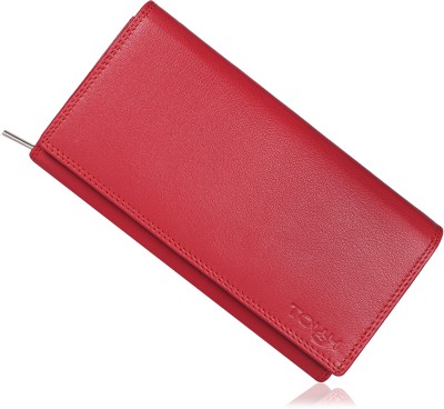 TOUGH Women Casual Red Genuine Leather Wallet(8 Card Slots)