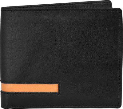 Karma Focus Men Black Genuine Leather Wallet(3 Card Slots)