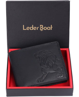Leder Boat Men Black Genuine Leather Wallet(6 Card Slots)