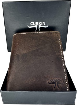 cuskin Men Casual Brown Genuine Leather Wallet(10 Card Slots)