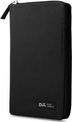 DailyObjects Men & Women Travel Black Canvas Document Holder(10 Card Slots)