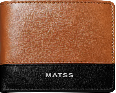 MATSS Genuine Leather RFID Protected Wallets for Men Card Holder with Coin Pocket 4 Card Holder(Set of 1, Tan, Black)