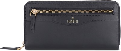 The CLOWNFISH Women Casual Black Genuine Leather Wallet(6 Card Slots)