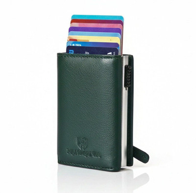 Men Mania Men Trendy, Travel, Casual, Evening/Party, Formal, Ethnic Green Genuine Leather Card Holder(11 Card Slots)