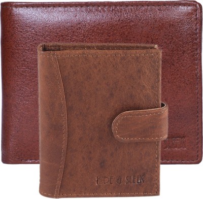 HIDE & SLEEK Men Trendy Multicolor Genuine Leather Wallet(6 Card Slots, Pack of 2)