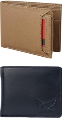 VIAZ VENTURES Men Casual, Formal, Trendy, Evening/Party, Travel Beige, Black, Black Artificial Leather Wallet(5 Card Slots, Pack of 2)