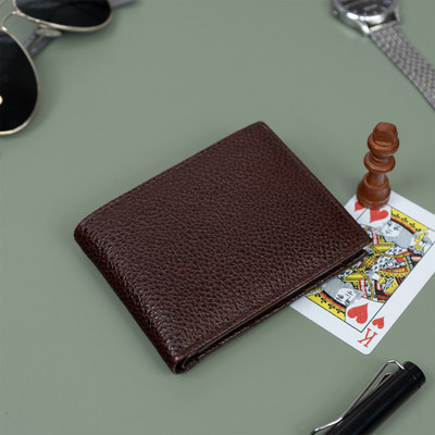 Rich Born Men Casual Brown Genuine Leather Wallet(5 Card Slots)