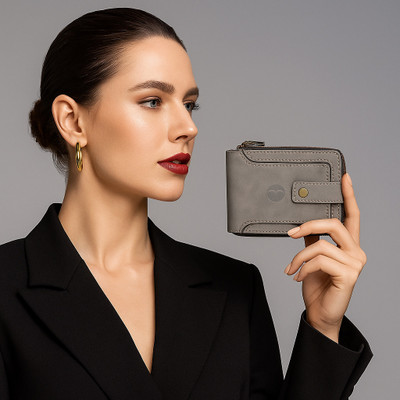 BULLFINCH Men & Women Evening/Party, Trendy Grey Artificial Leather Wallet(9 Card Slots)