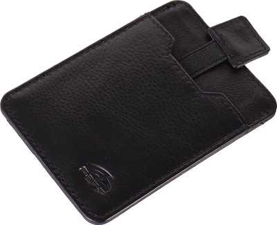 Perf Men & Women Casual Black Genuine Leather Card Holder(5 Card Slots)